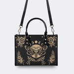 Skeleton Moth Under The Moon - Leather Handbag