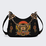 Tiger Holding Sword Print - Leather Crossbody Bag