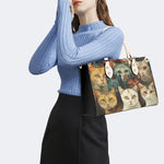 Artistic Cats Print - Leather Handbag