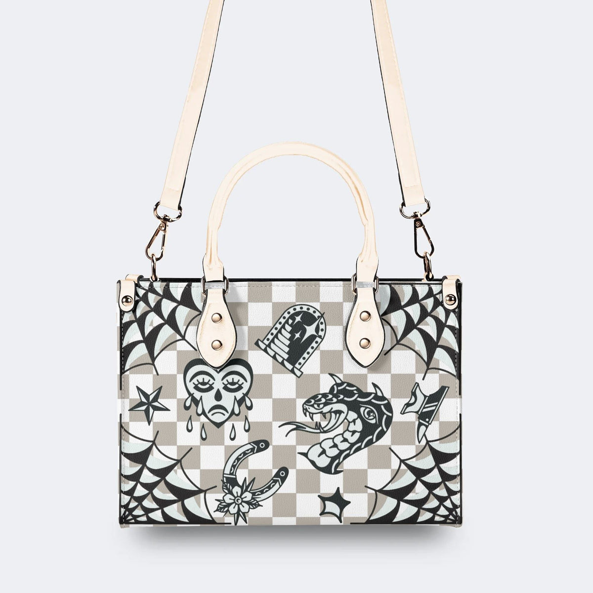 Gothic Tattoo Print - Leather Handbag