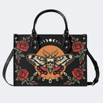 Rose Death Moth Art Print - Leather Handbag
