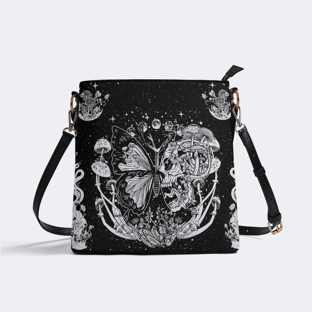 Tarot Skull Butterfly Print - Bucket Bag