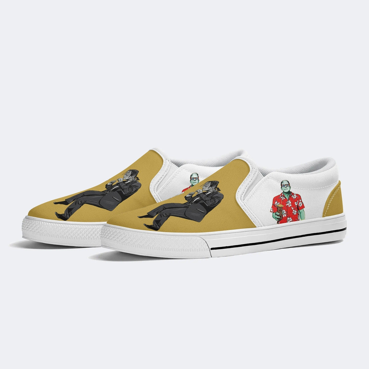 Pulp Frankenstein Halloween Print - Slip On Shoes