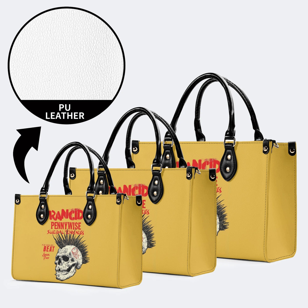 Rancid Skull Print - Leather Handbag