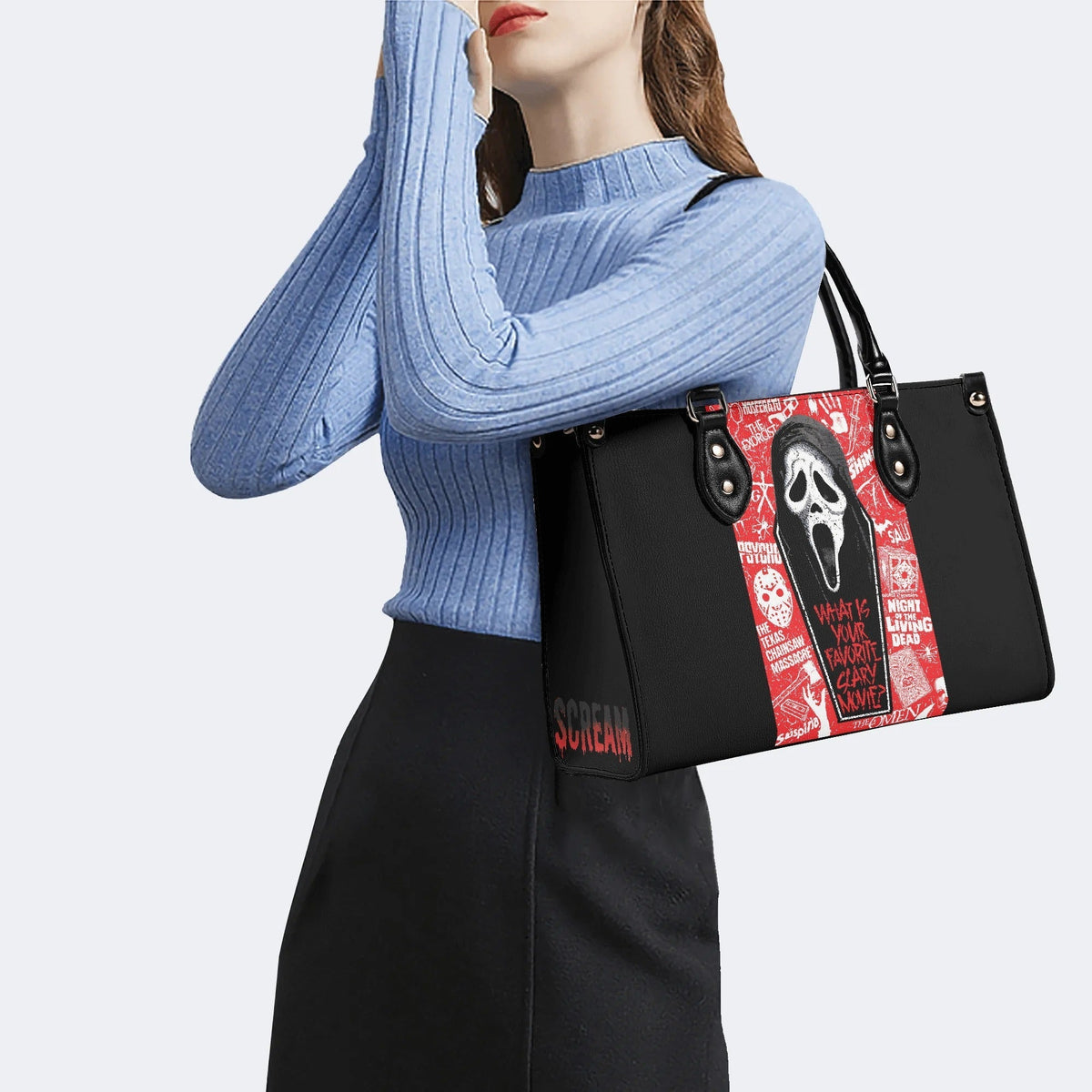Horror Ghostface Print - Leather Handbag