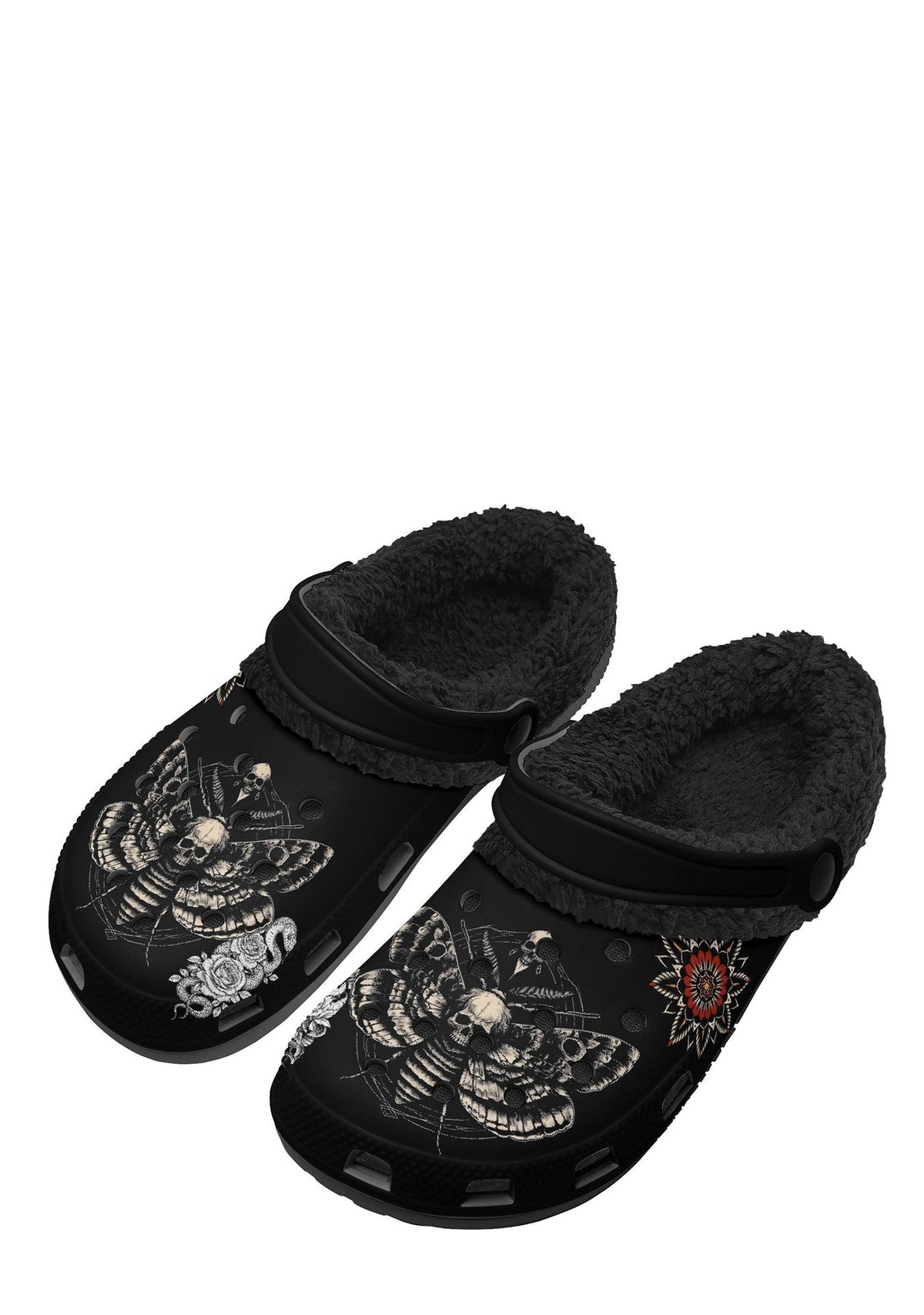 Skull Moth Ritual Fuzzy Slippers