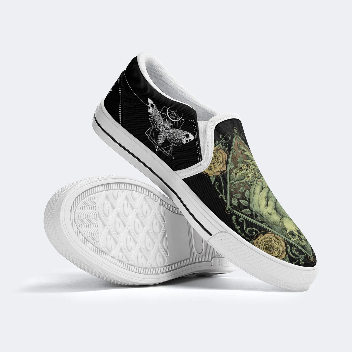 Death Moth&Skeleton - Slip On Shoes