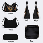 Grim Reaper Flowers Print - Leather Crossbody Bag