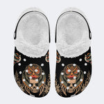 Skull Owl Print - Fur Lined Slippers/Sandals