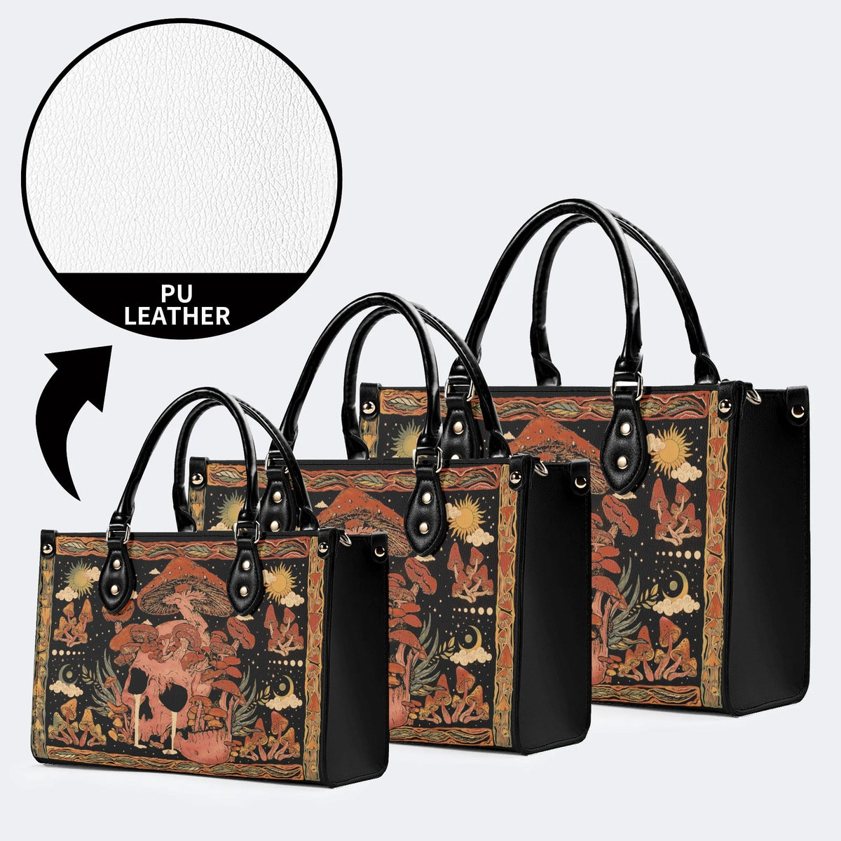 Mushroom Parasitic Skull - Leather Handbag