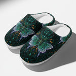 Emerald Feather Moth Fleece-Lined Slippers