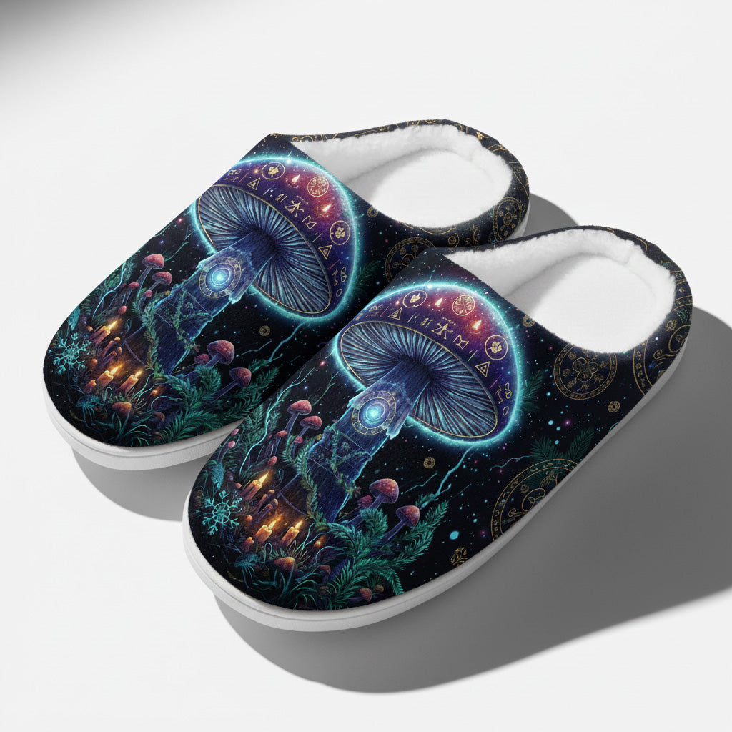 Magic Mushroom Realm Fleece-Lined Slippers