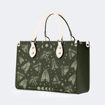 Moths In The Night Sky - Leather Handbag