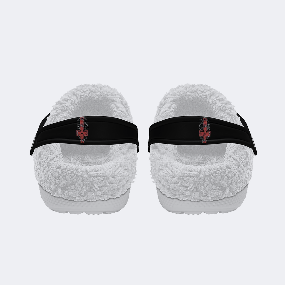 Heart Print - Fur Lined Slippers/Sandals