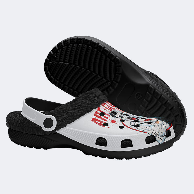 Unisex Horror Terrifier Print - Fur Lined Slippers/Sandals