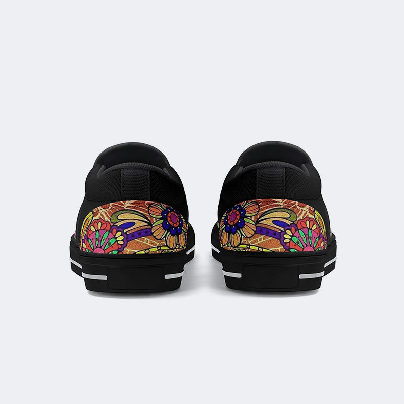 Rock Skull Print - Slip On Shoes