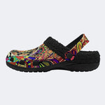 Rock Skull Print - Fur Lined Slippers/Sandals