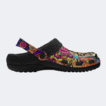 Rock Skull Print - Fur Lined Slippers/Sandals