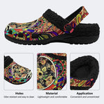 Rock Skull Print - Fur Lined Slippers/Sandals