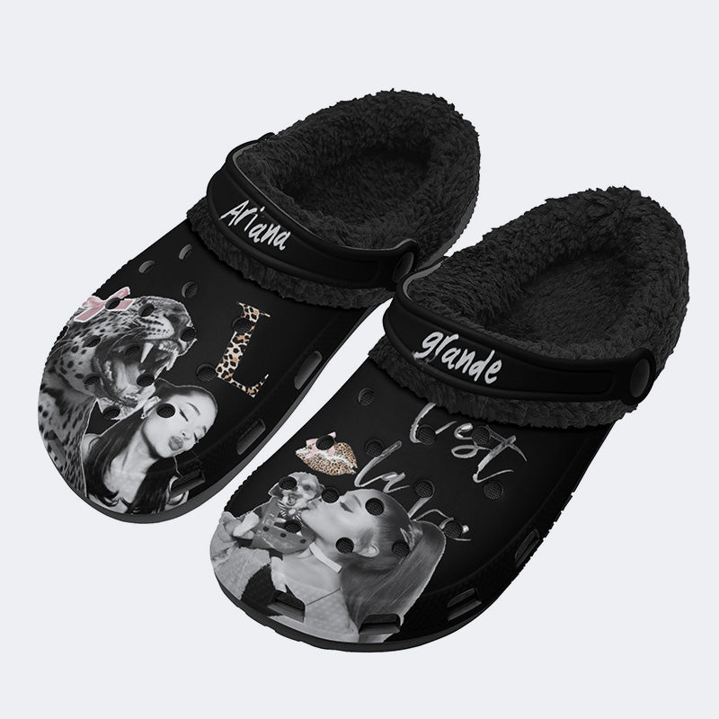Ariana Grande Print - Fur Lined Slippers/Sandals