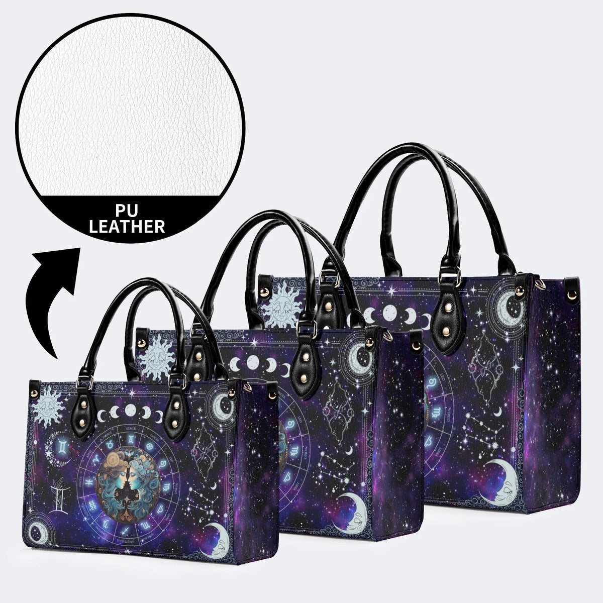 Gemini Starry Sky - Leather Handbag