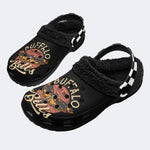 Unisex Death Moth Print - Fur Lined Slippers