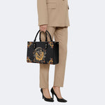Grim Reaper Flowers Print - Leather Handbag