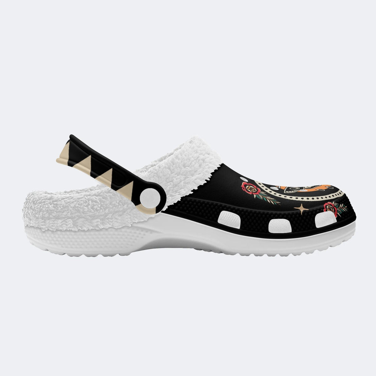 Death Moth Vintage Print - Fur Lined Slippers/Sandals