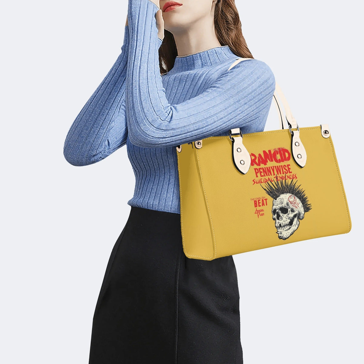 Rancid Skull Print - Leather Handbag