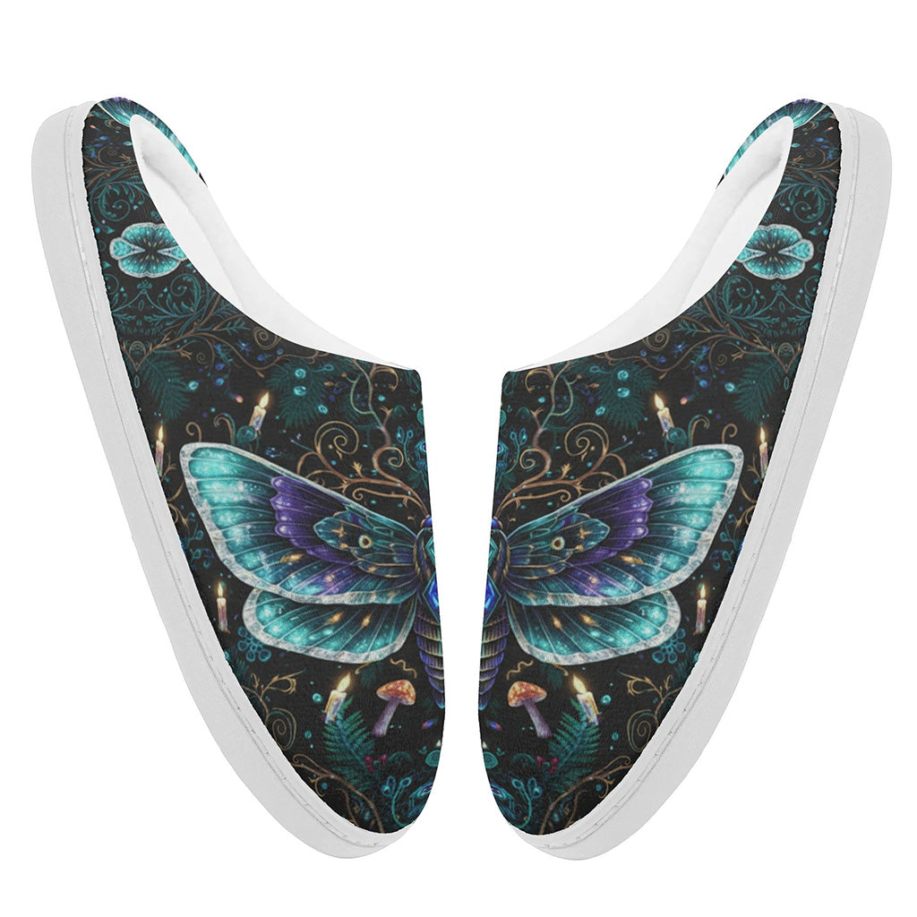 Gemstone Illusion Moth Fleece-Lined Slippers