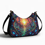 The Tunnel Forest With Eyes - Leather Crossbody Bag