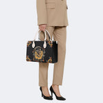 Grim Reaper Flowers Print - Leather Handbag