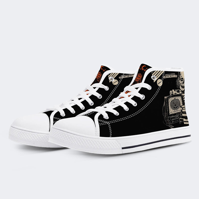 Unisex Halloween Skull Print - High Top Canvas