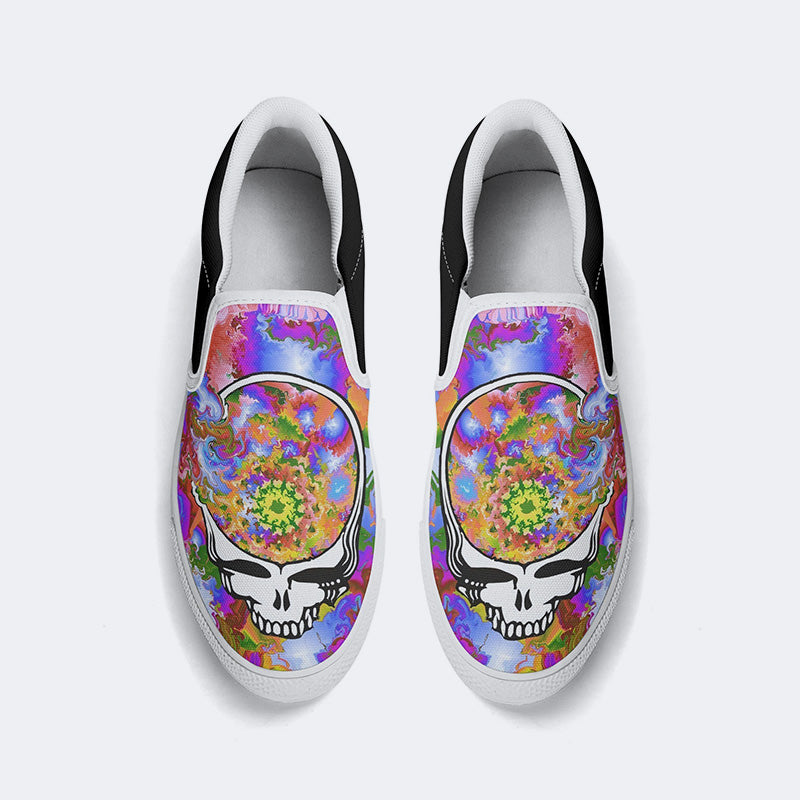 Rock Skull Print - Slip On Shoes