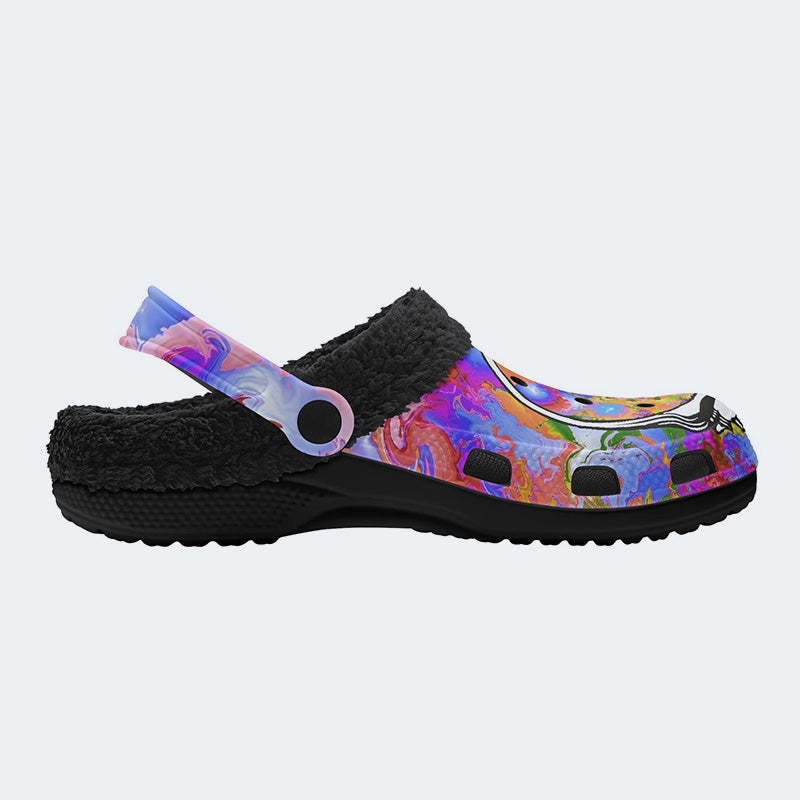 Rock Skull Print - Fur Lined Slippers/Sandals