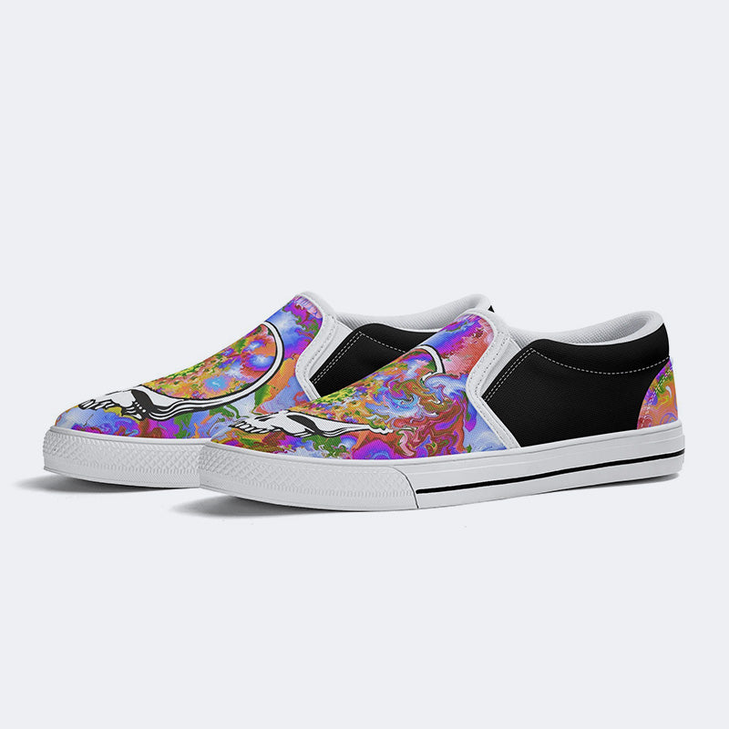 Rock Skull Print - Slip On Shoes