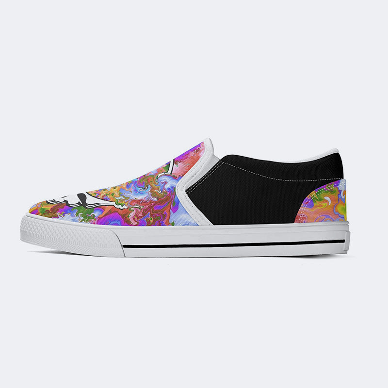 Rock Skull Print - Slip On Shoes