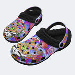 Rock Skull Print - Fur Lined Slippers/Sandals