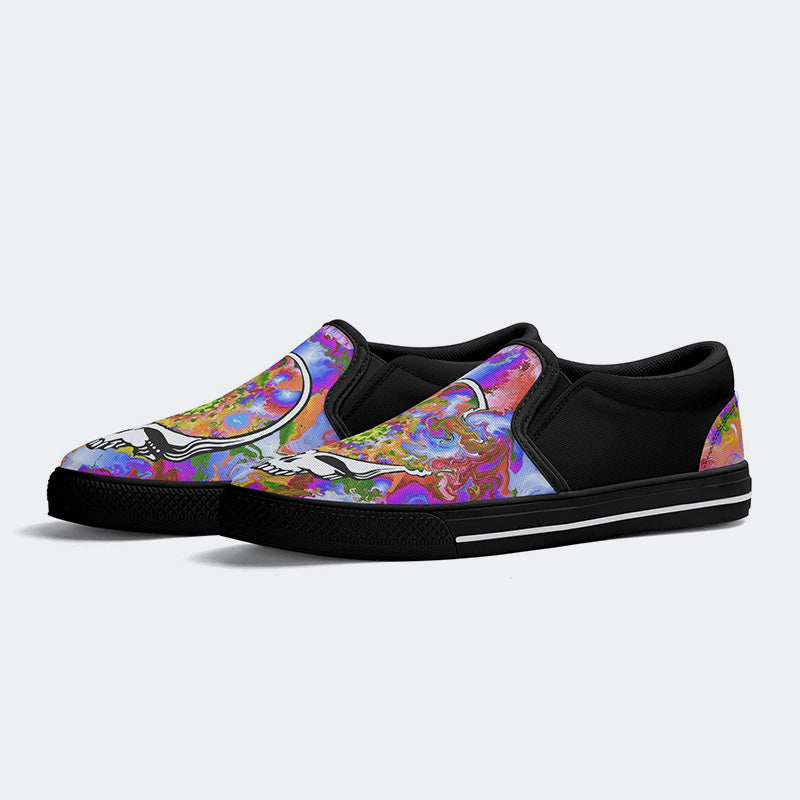 Rock Skull Print - Slip On Shoes
