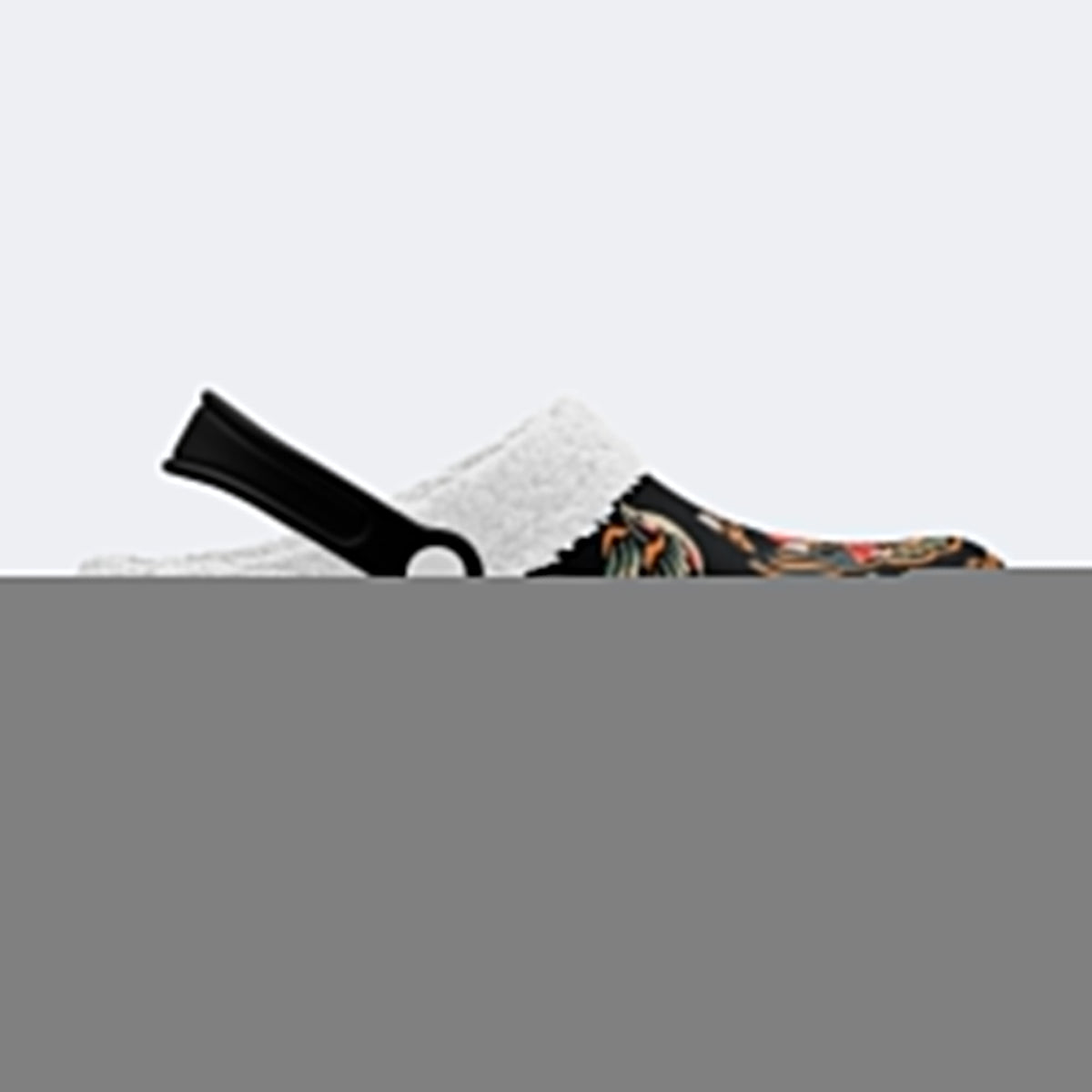 Art Death Moth Print - Fur Lined Slippers/Sandals