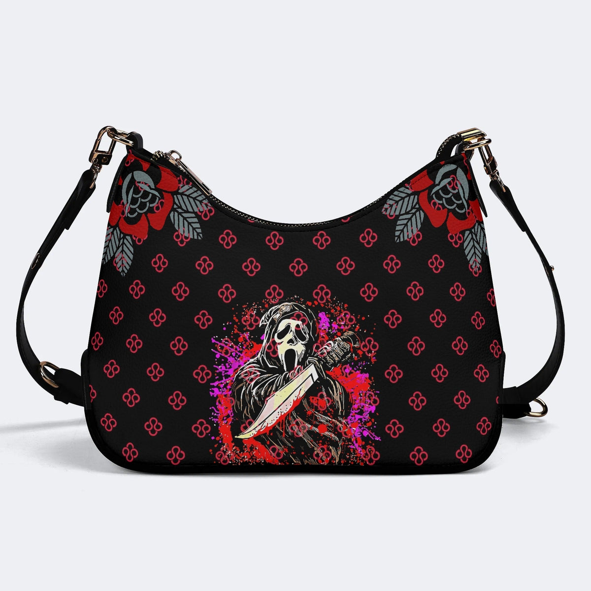 Horror Ghostface Print - Leather Crossbody Bag