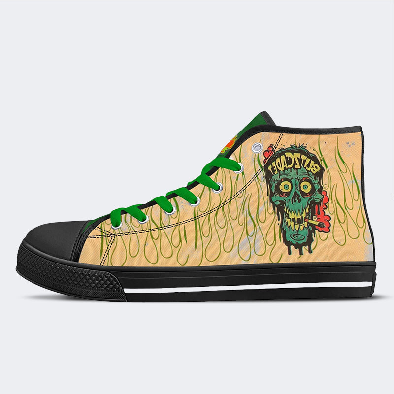 Unisex Skull&Letter Print - High Top Canvas
