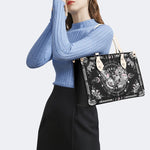 Tarot Skull Butterfly Print - Leather Handbag