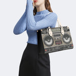 Vintage Radio Print - Leather Handbag