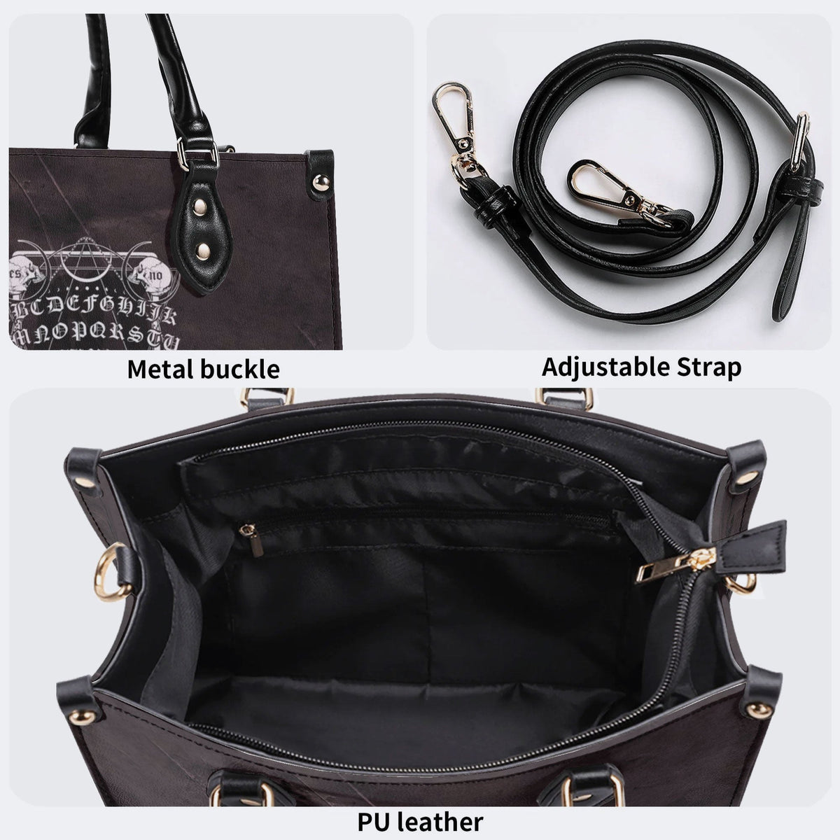 Vintage Death Moth Print - Leather Handbag