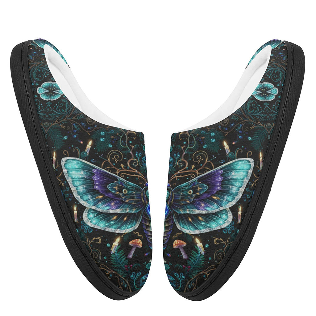 Gemstone Illusion Moth Fleece-Lined Slippers