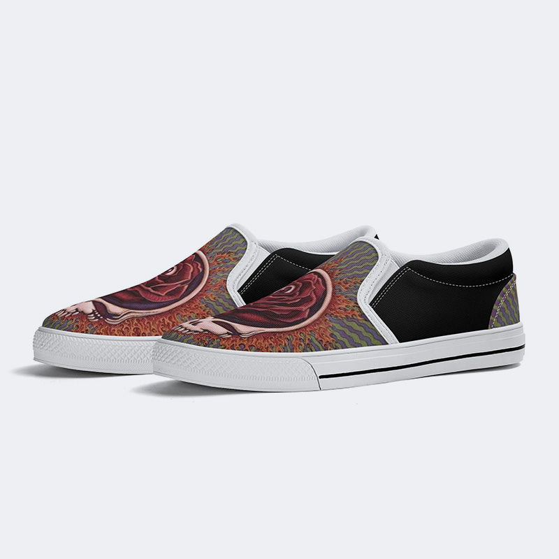 Rock Skull Print - Slip On Shoes