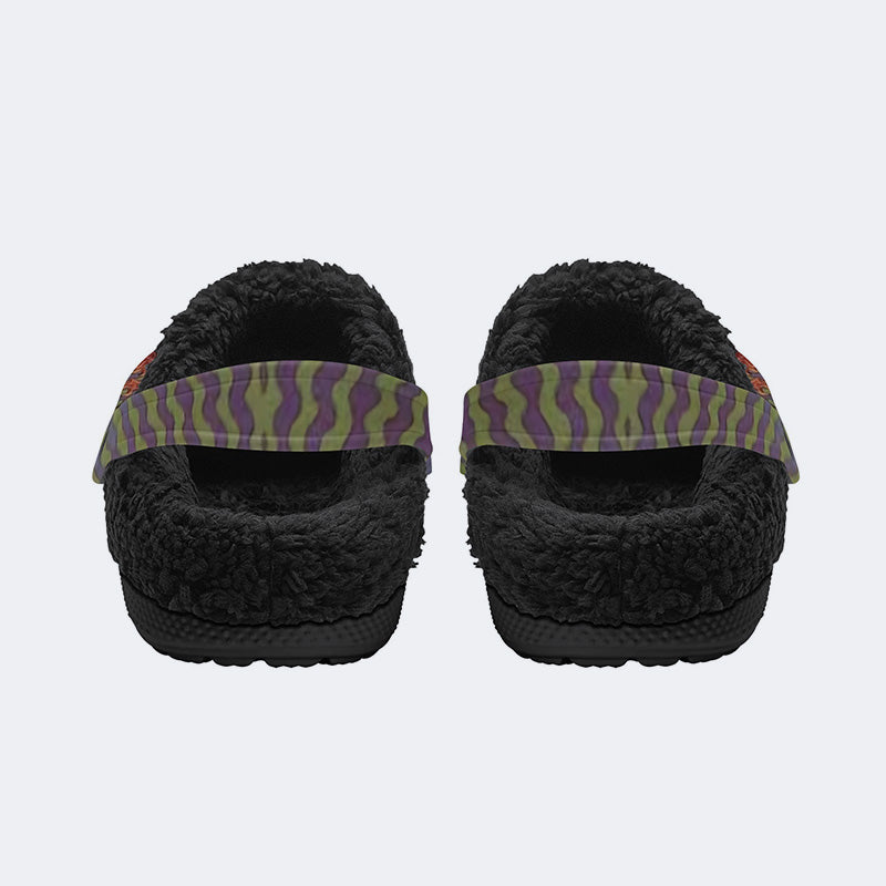 Rock Skull Print - Fur Lined Slippers/Sandals
