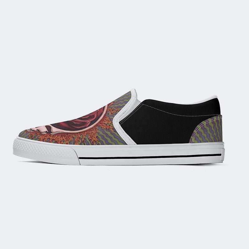 Rock Skull Print - Slip On Shoes