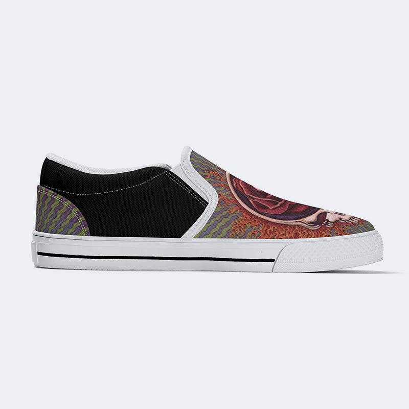 Rock Skull Print - Slip On Shoes